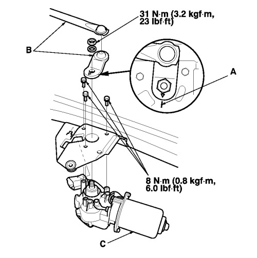 How to install a honda windshield wiper motor #3