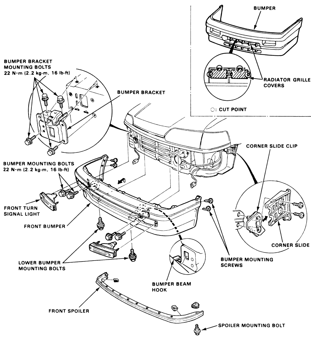 1992 Honda accord front bumper removal #3